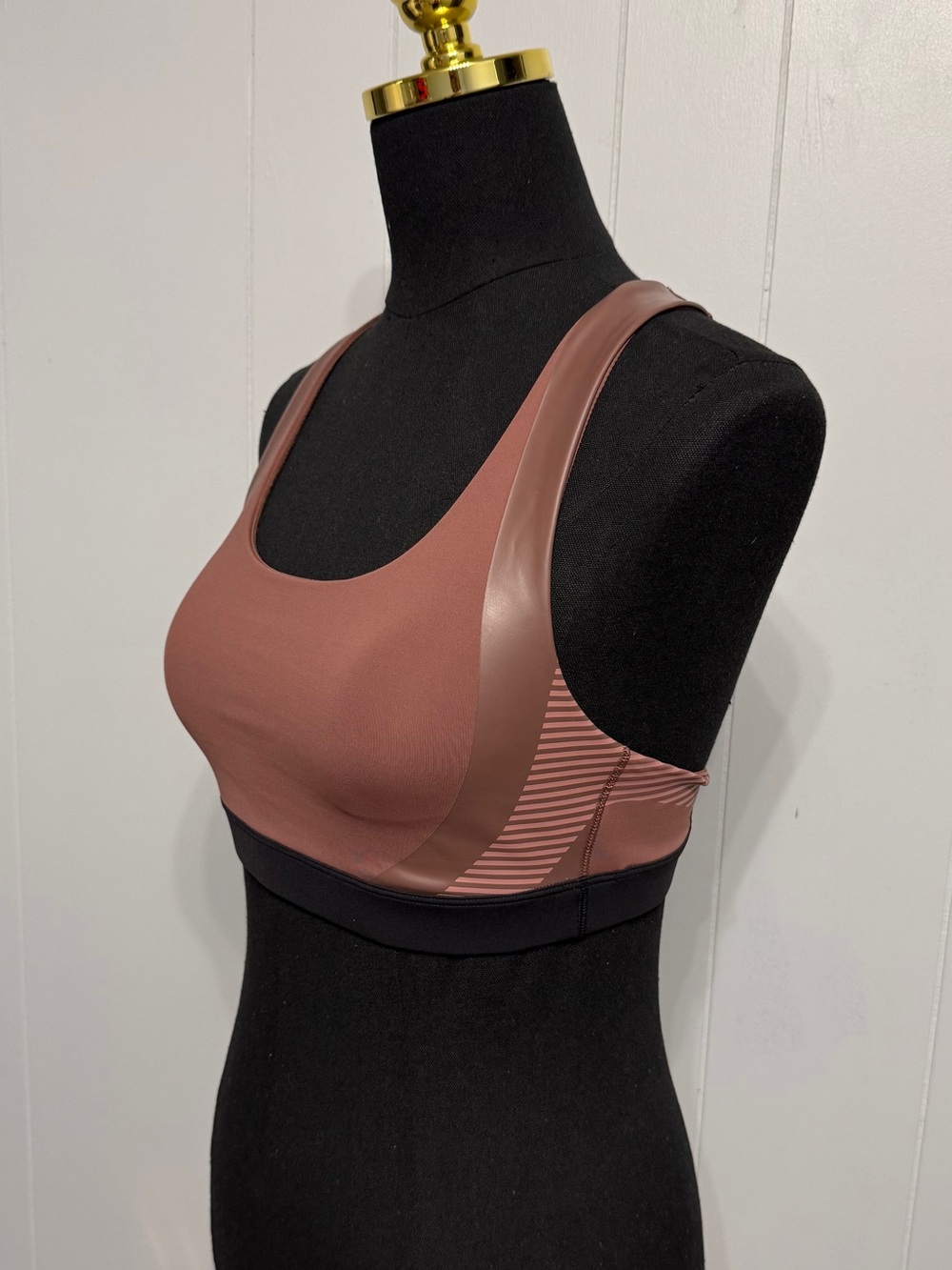 Athleta Dusty Rose High-Impact Sports Bra with Black Band